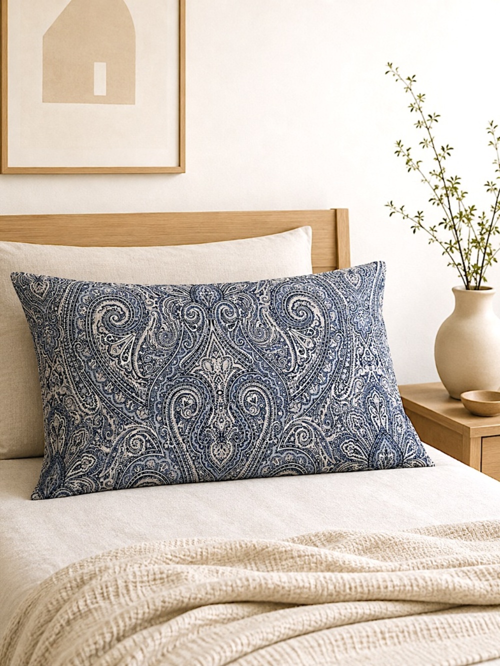 Ralph Lauren pillowcase blue paisley standard size 100% cotton vintage only 1